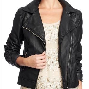 Faux Leather Moto Jacket Size L